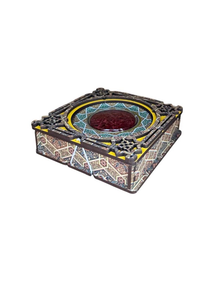 ZARCHIN Z11/Wooden Storage Box with Tin Container , 9x9x3cm , 1gm Super Negin Saffron  - Image 1