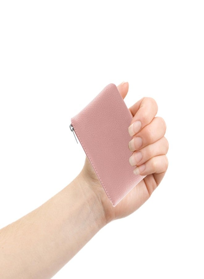 simarro Coin Purse, Vegan Leather Lychee Pattern Zipper Change Purse Portable Coin Wallet Mini Change Holder for Women Coin Pocket for Women Credit Card Folded Bills ID Key Headset Lipstick(Pink) - Image 5