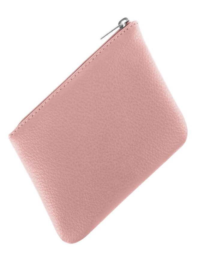 simarro Coin Purse, Vegan Leather Lychee Pattern Zipper Change Purse Portable Coin Wallet Mini Change Holder for Women Coin Pocket for Women Credit Card Folded Bills ID Key Headset Lipstick(Pink) - Image 1
