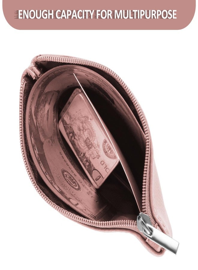 simarro Coin Purse, Vegan Leather Lychee Pattern Zipper Change Purse Portable Coin Wallet Mini Change Holder for Women Coin Pocket for Women Credit Card Folded Bills ID Key Headset Lipstick(Pink) - Image 2