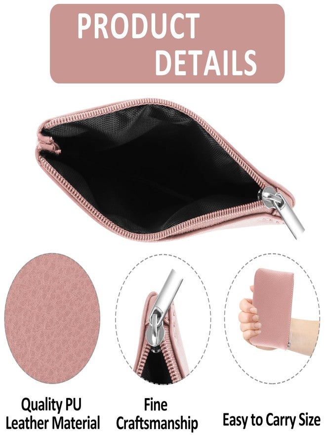 simarro Coin Purse, Vegan Leather Lychee Pattern Zipper Change Purse Portable Coin Wallet Mini Change Holder for Women Coin Pocket for Women Credit Card Folded Bills ID Key Headset Lipstick(Pink) - Image 3