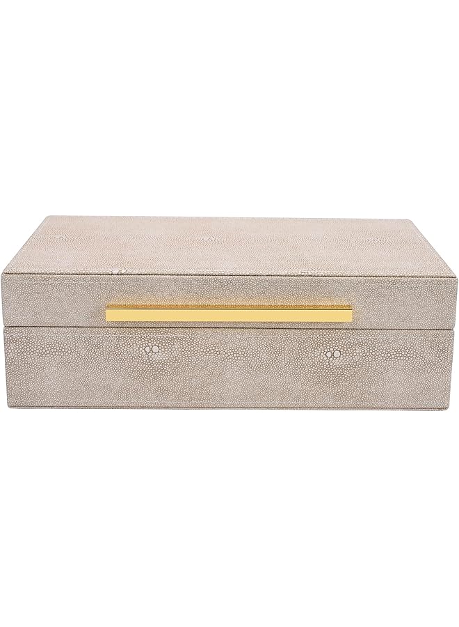 The Bros صندوق شاجرين عاجي من الجلد الصناعي، صناديق زخرفية للتخزين والذكريات مع أغطية لتزيين المنزل العصري، منظم صندوق المجوهرات - Image 1