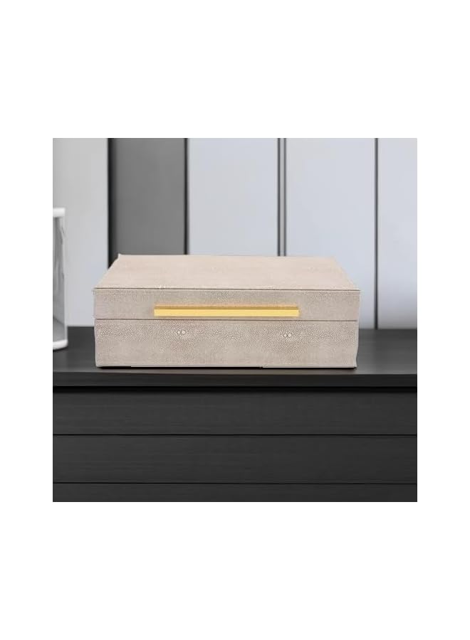 The Bros صندوق شاجرين عاجي من الجلد الصناعي، صناديق زخرفية للتخزين والذكريات مع أغطية لتزيين المنزل العصري، منظم صندوق المجوهرات - Image 5