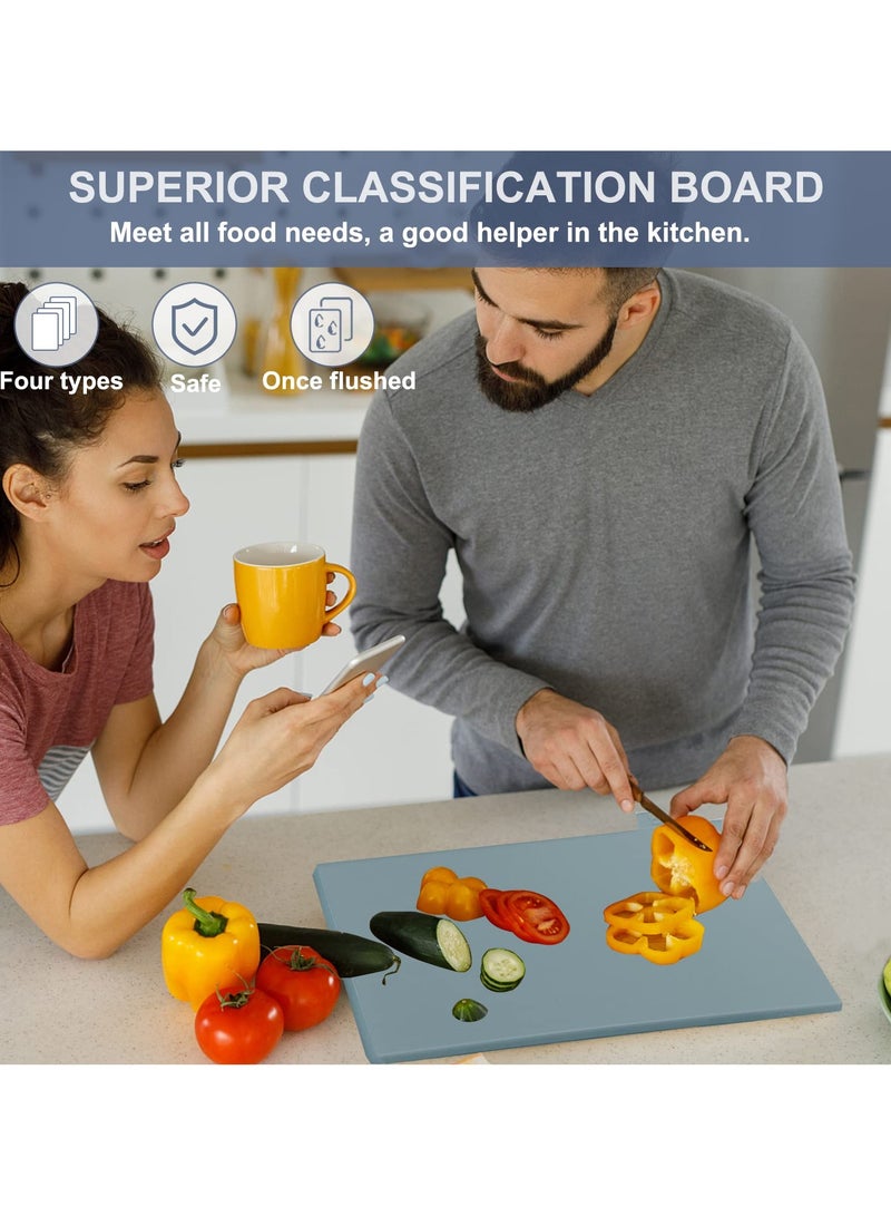 INFOSUN Plastic Chopping Board Set, 4 Pcs Extra Thick Colour Coded Cutting Boards with Food Preparation Indicators & Storage Stand, Non-slip, Easy To Clean, Free 10 Pcs Resealable Food Storage Bags-White  - Image 3