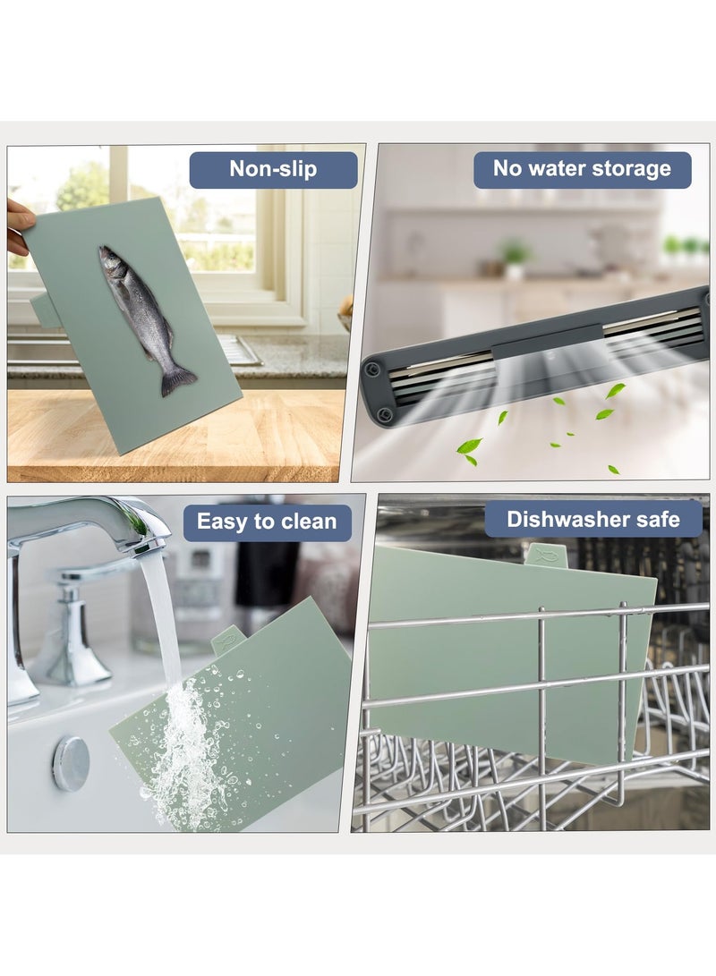 INFOSUN Plastic Chopping Board Set, 4 Pcs Extra Thick Colour Coded Cutting Boards with Food Preparation Indicators & Storage Stand, Non-slip, Easy To Clean, Free 10 Pcs Resealable Food Storage Bags-White  - Image 5