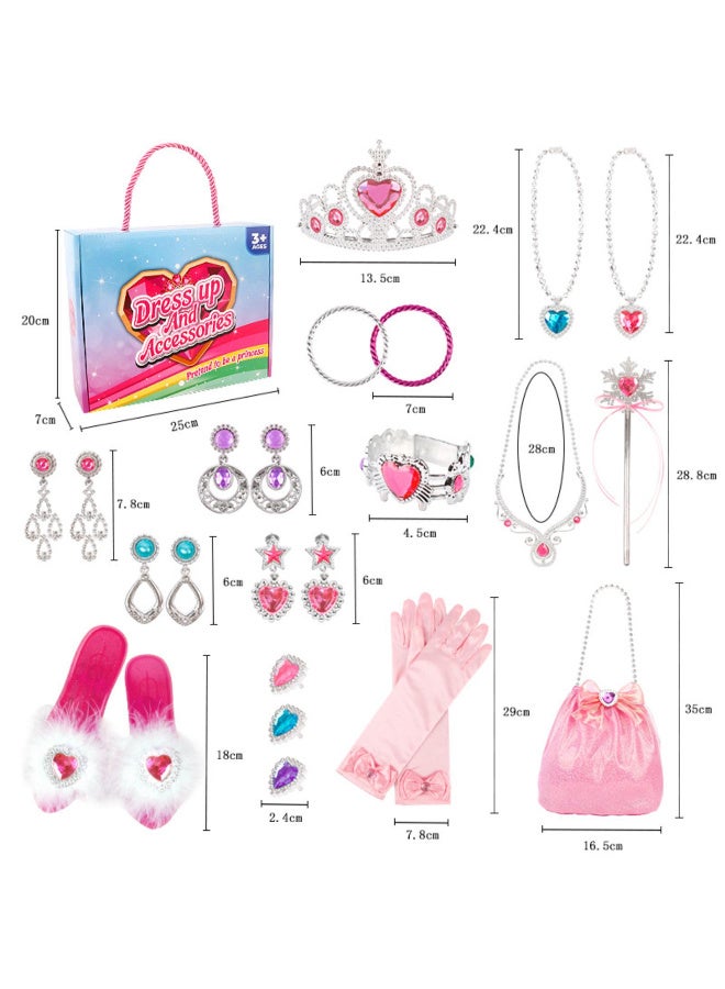 TFiOXL 24pcs Princess Dress Up Set, Girls Role Play Dress Up Toys, Toddler Pretend Jewelry Boutique Kit Gift Set for Little Girls Aged 3+ Years Old - Image 2