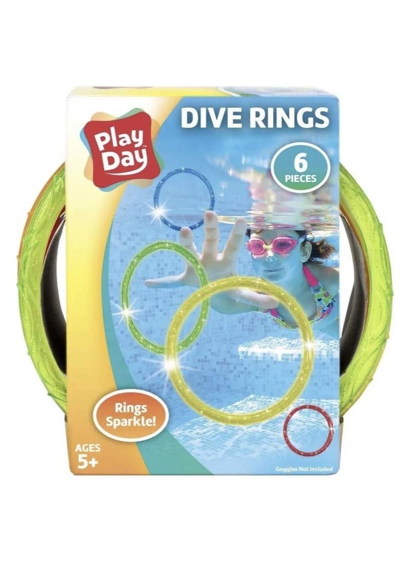 Play Day Sparkly Dive Ring Set 6 Pcs  - Image 1