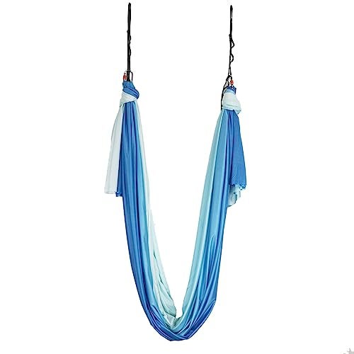 wellsem Aerial Yoga Hammock Aerial Pilates Silk Yoga Swing Set include Carabiners daisy Chain, Pose Guide 5.5 yards Set (Fairy) - Image 2