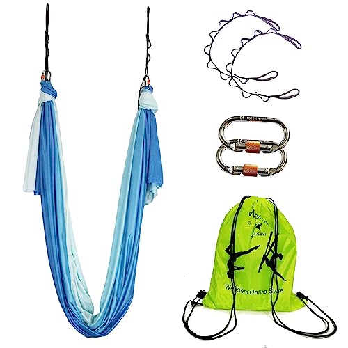 wellsem Aerial Yoga Hammock Aerial Pilates Silk Yoga Swing Set include Carabiners daisy Chain, Pose Guide 5.5 yards Set (Fairy) - Image 5