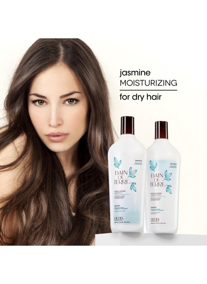Bain de Terre - Jasmine Moisturizing Shampoo Luxurious Hydration For Dry Hair With Argan & Monoi Oils Parabenfree Colorsafe Vegan 13.5 Fl Oz - Image 1