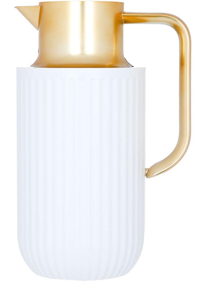 Everest Laura Plastic Thermos 1.6 Liters Gold White Handle  - Image 1