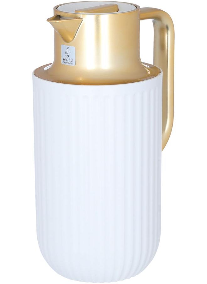 Everest Laura Plastic Thermos 1.6 Liters Gold White Handle  - Image 2