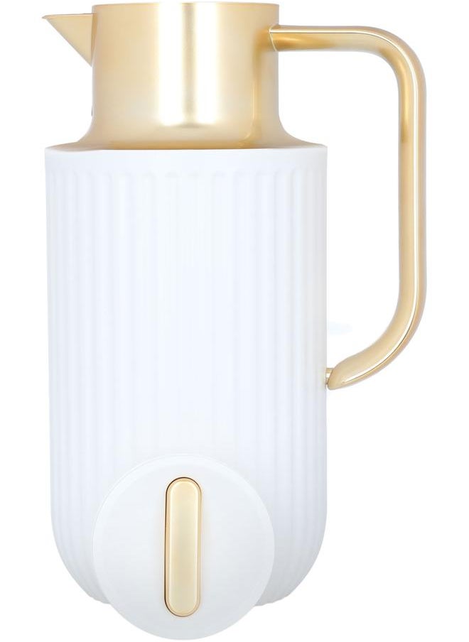 Everest Laura Plastic Thermos 1.6 Liters Gold White Handle  - Image 3
