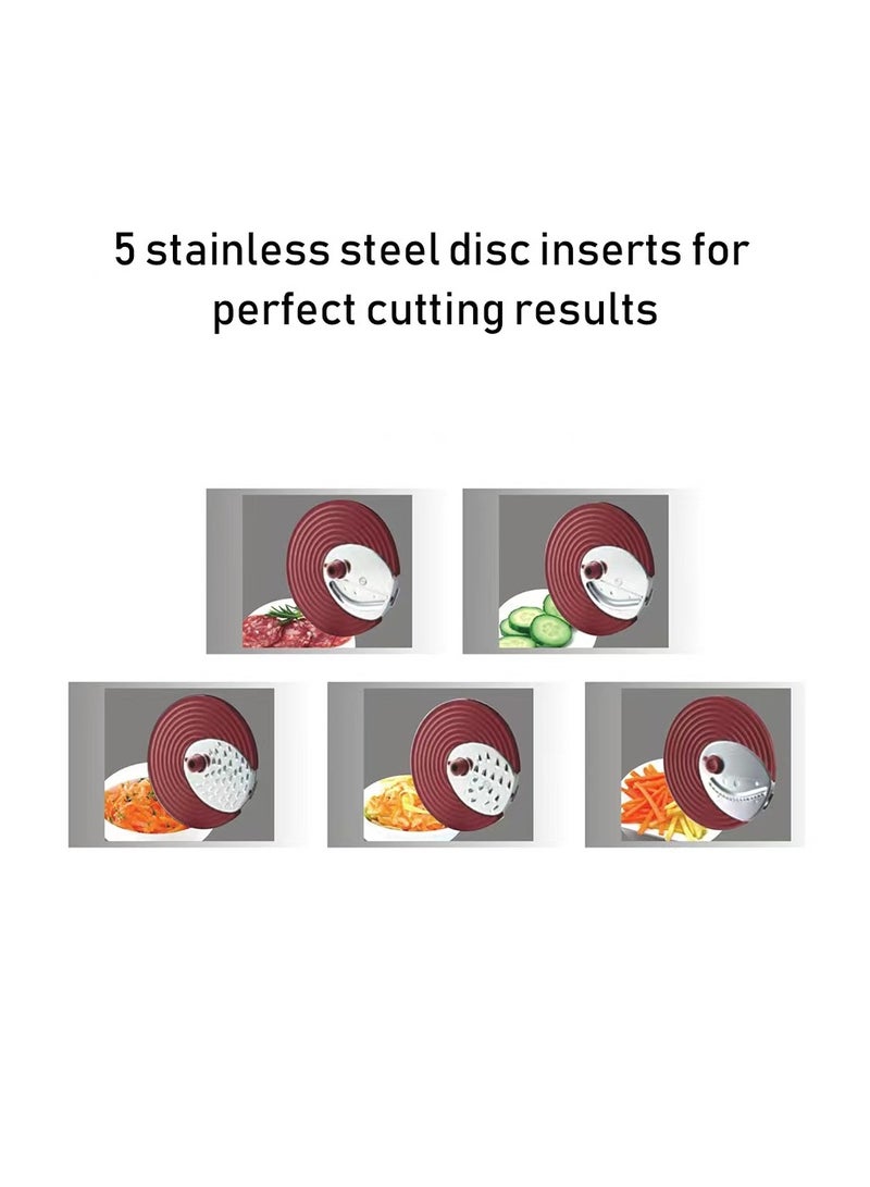 سونفير صانعة سلطات 5 في 1 – جهاز مطبخ كهربائي متعدد الوظائف بقوة 200 واط مع 5 شفرات من الستانلس ستيل، تقطيع الخضار والفواكه أوتوماتيكياً، مبشرة جبن، أنبوب تغذية واسع، سهل التنظيف - Image 5
