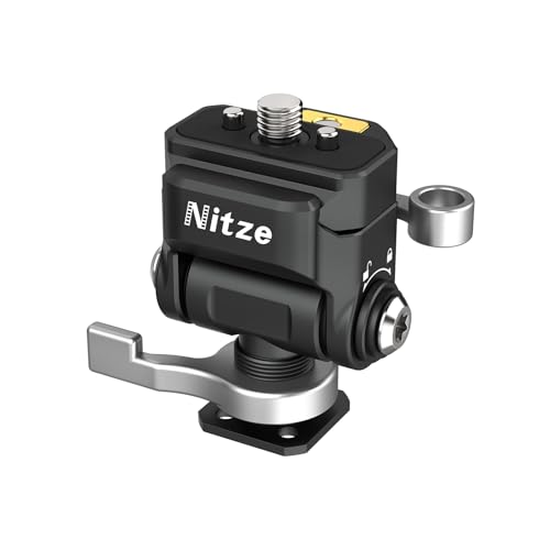 Nitze Quick Release Camera Monitor Mount (NATO Rail with 1/4” Screw and Retractable Pins to Cold Shoe), Field Monitor Mount with Adjustable NATO Clamp, 170° Tilt and 360° Pan - N54-S1 - Image 1