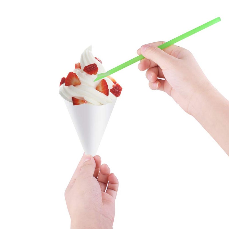 WXJ13 Disposable Snow Cone Cups, WXJ13 100 Piece 6 Ounce Shaved Ice Cups with 100 Piece Spoon Straws for Home Company Party - Image 3