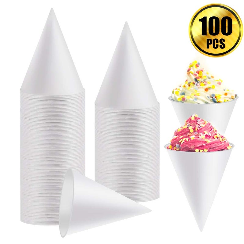 WXJ13 Disposable Snow Cone Cups, WXJ13 100 Piece 6 Ounce Shaved Ice Cups with 100 Piece Spoon Straws for Home Company Party - Image 4