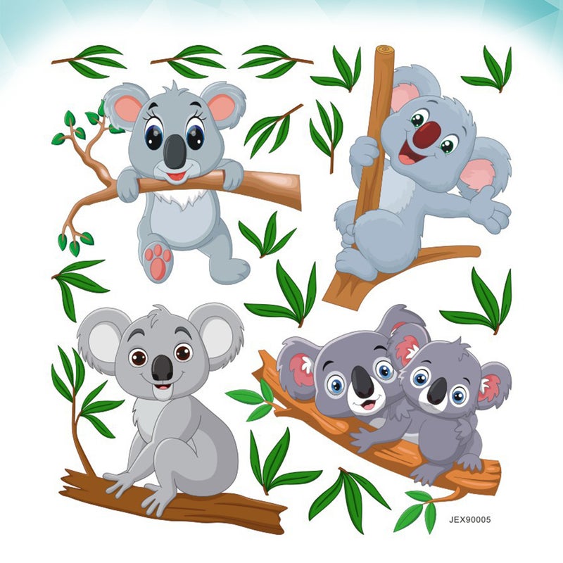 1 Sheet of Wall Sticker Koala Leaves Branches Pattern PVC Wallpaper Self-adhesive Background Wall Decal - Image 5