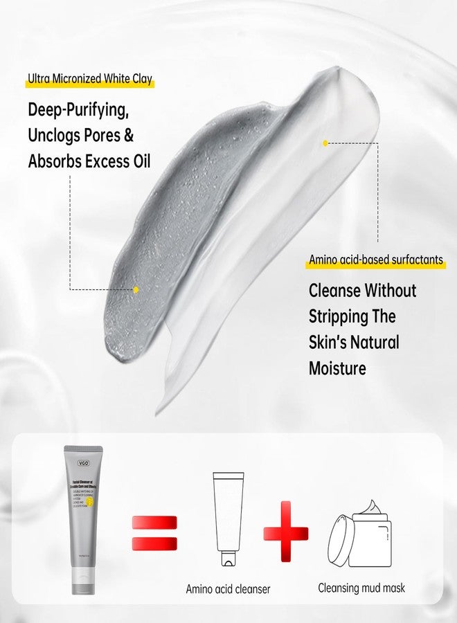 VGO Facial Cleanser, Daily Face Wash for Deep Pore Cleanser and Makeup Remover for Sensitive Oily Skin, Double Tube Design with Hyaluronic Acid, 3.52 Oz - Image 2