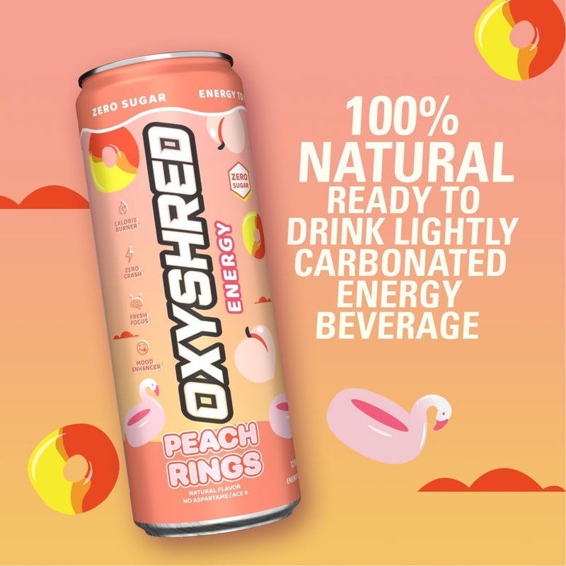EHP LABS OxyShred Ultra Energy Drink - Peach Candy Rings Flavor - Image 5