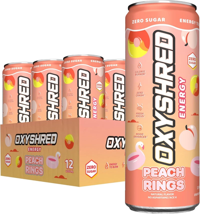 EHP LABS OxyShred Ultra Energy Drink - Peach Candy Rings Flavor - Image 1