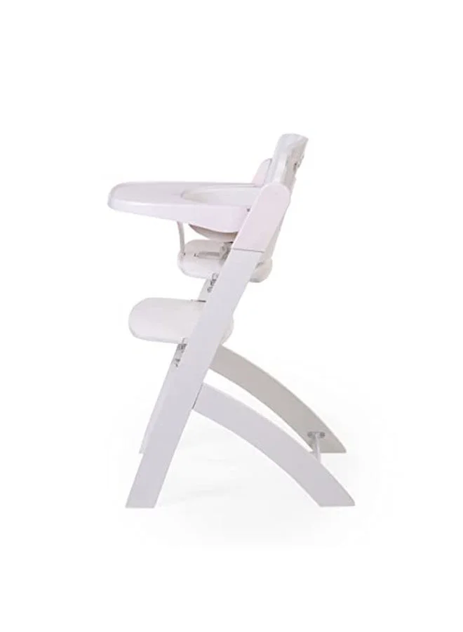 CHILDHOME Evosit Baby High Chair From 0 Month To 85Kg, Tablet Included, Beechwood, Cradle, Safety Harness 5 Points, Invisible Screws - White