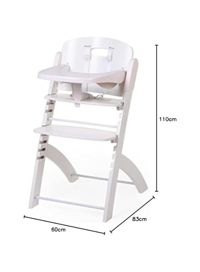 CHILDHOME Evosit Baby High Chair From 0 Month To 85Kg, Tablet Included, Beechwood, Cradle, Safety Harness 5 Points, Invisible Screws - White - Image 4