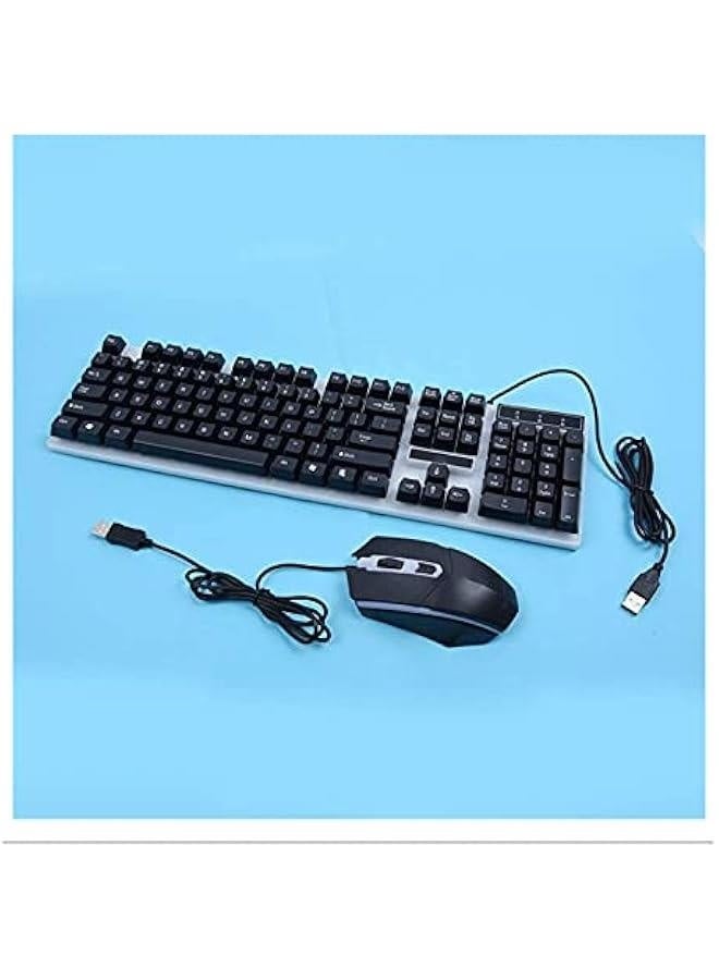 Mechanical Gaming Keyboard and Mouse Set , Rainbow LED, USB Wired Desktop Combo (Black) - Image 3