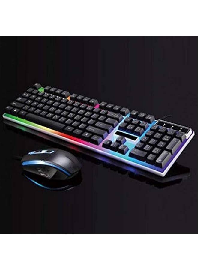 Mechanical Gaming Keyboard and Mouse Set , Rainbow LED, USB Wired Desktop Combo (Black) - Image 2