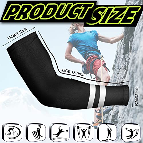 Geyoga 4 Pairs UV Protection Sun Arm Sleeves for Men Women Reflective Cooling Compression Sleeves for Outdoor Sports Work(Black, White, Green, Yellow) - Image 3