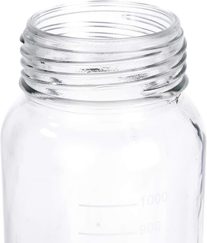 Moonetto 3 Pack 1000 mL Wide Mouth Graduated Round Reagent Media/Storage Lab Glass Bottle With GL80 Blue Polypropylene Screw Cap - Image 2
