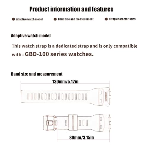 XIW Compatible for Casio GBD-100 GBD-100SM GBD100 Resin Watch Band Replacement for men Wirstband Strap women Bracelet (Black Band) - Image 2