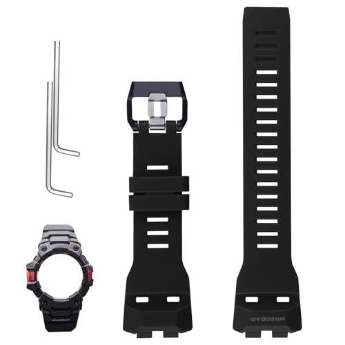 XIW Compatible for Casio GBD-100 GBD-100SM GBD100 Resin Watch Band Replacement for men Wirstband Strap women Bracelet (Black Band) - Image 1