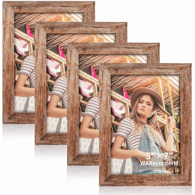 5x7 Picture Frames Set of 4 High Definition Glass New Patten Frame Wall Mounting Frame Horizontal Vertical Format