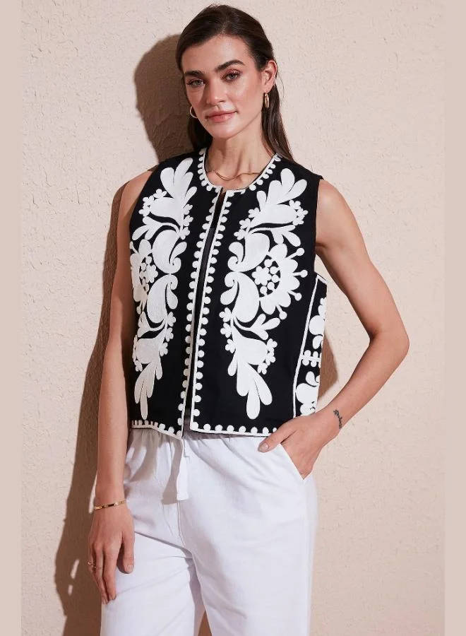 Lela  Lela Cotton Regular Fit Floral Embroidered Vest Women's VEST 676238 for Women | Best Price UAE