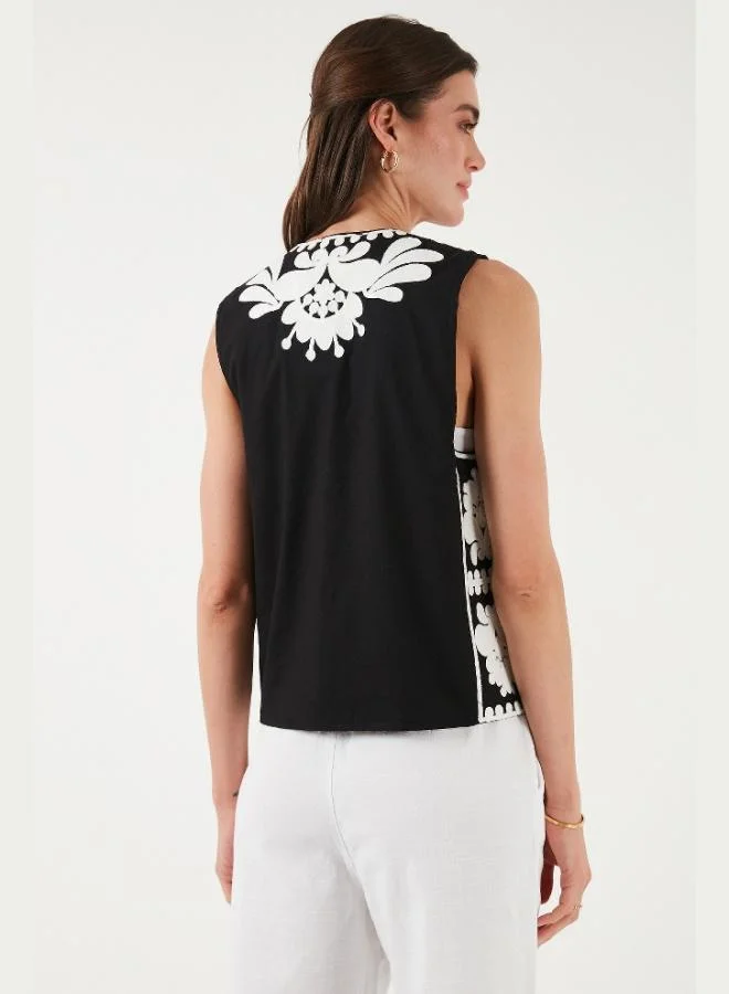 Lela  Lela Cotton Regular Fit Floral Embroidered Vest Women's VEST 676238 for Women | Best Price UAE
