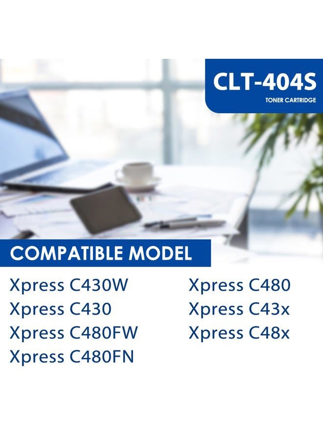 MOLIMER CLT-K404S, CLT-C404S, CLT-M404S, CLT-Y404S Toner Cartridge Set - 4 Pack Black Cyan Magenta Yellow Replacement for Samsung 404 404s clt404s clt-404s Toner for C430W C480FW C43x C48x Printer Toner - Image 2