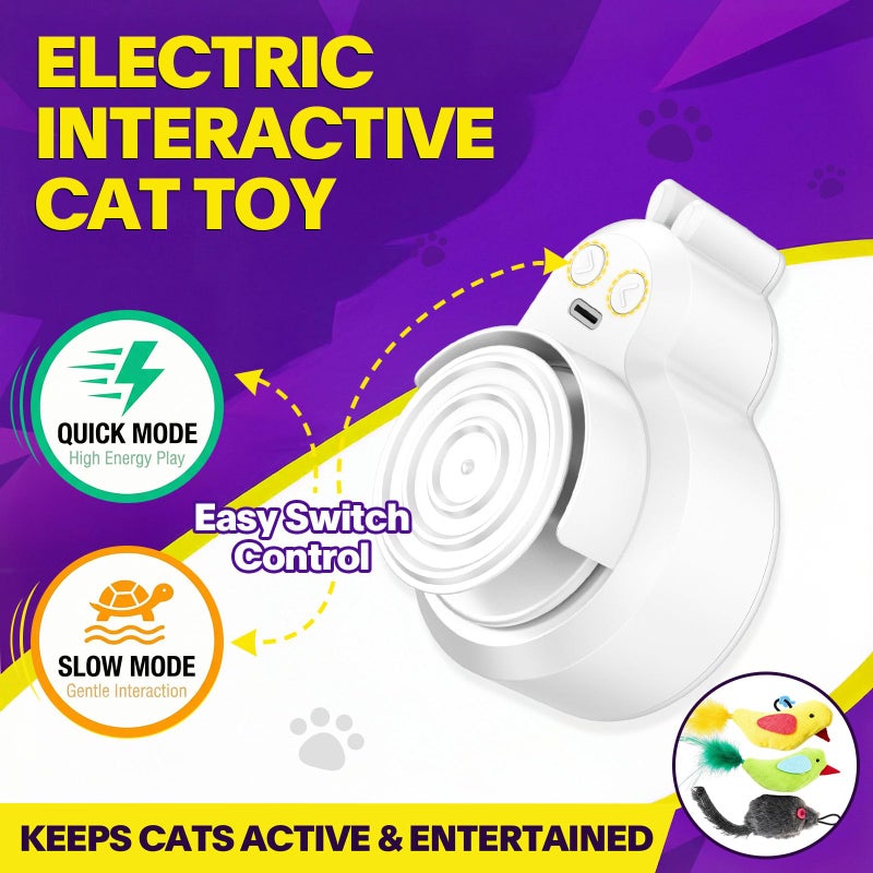 CATPICK Interactive Cat Toys for Indoor Cats: Automatic Electric Flying Bird Feather & Mouse Wand, Rechargeable Electric Hanging Play Chase Exercise Moving Enrichment Toy for Bored Kittens and Adult Cats - Image 4