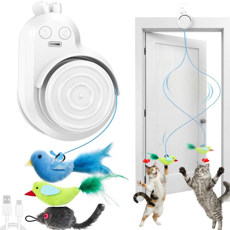 CATPICK Interactive Cat Toys for Indoor Cats: Automatic Electric Flying Bird Feather & Mouse Wand, Rechargeable Electric Hanging Play Chase Exercise Moving Enrichment Toy for Bored Kittens and Adult Cats - Image 1