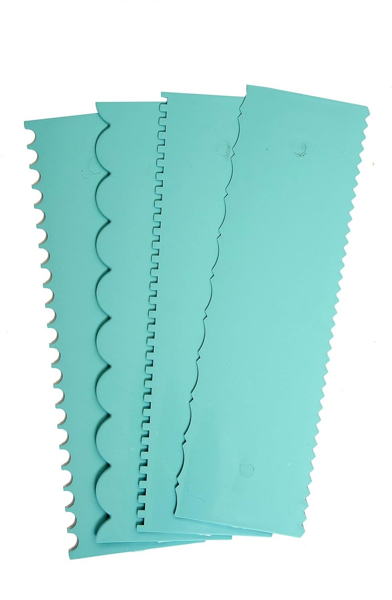 GA-DE ABS PLASTIC Cake Decorative Tall Scraper Pack of 4, SKY BLUE - Image 1