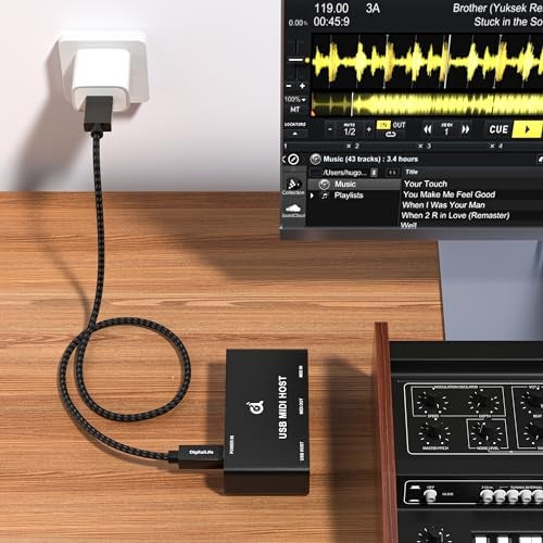DigitalLife Standalone MIDI Host Box with Indicator Light, 1 Input/1 Output, 5-Pin DIN MIDI Interface for Connecting USB MIDI Keyboards and Controllers (Black, Metal, UMH-10) - Image 5