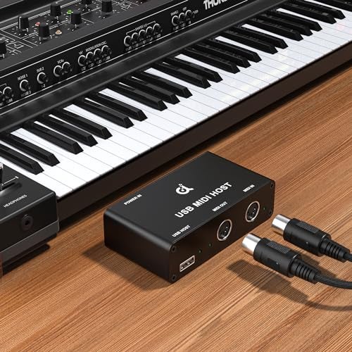 DigitalLife Standalone MIDI Host Box with Indicator Light, 1 Input/1 Output, 5-Pin DIN MIDI Interface for Connecting USB MIDI Keyboards and Controllers (Black, Metal, UMH-10) - Image 4