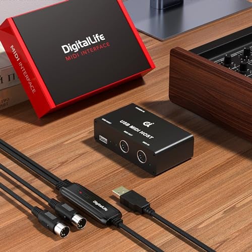 DigitalLife Standalone MIDI Host Box with Indicator Light, 1 Input/1 Output, 5-Pin DIN MIDI Interface for Connecting USB MIDI Keyboards and Controllers (Black, Metal, UMH-10) - Image 3