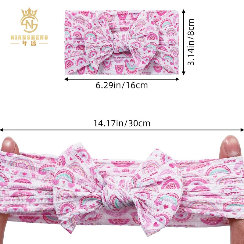 Spring New Children'S Hair Accessories Baby Printed Bow Wide Hair Belt Baby Jacquard Elastic Headband - Image 4