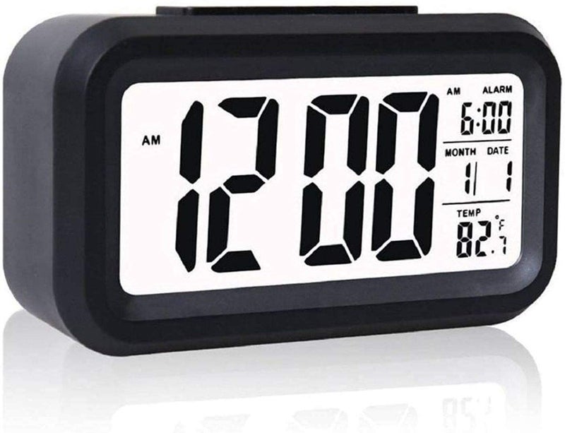 McMus Digital Alarm Clock Table Clock for Students Home Office Corporate with Automatic Sensor Date Temperature Black - Image 4