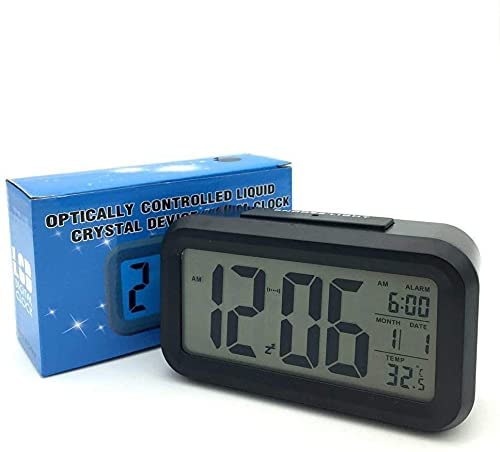 McMus Digital Alarm Clock Table Clock for Students Home Office Corporate with Automatic Sensor Date Temperature Black - Image 5