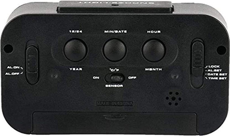 McMus Digital Alarm Clock Table Clock for Students Home Office Corporate with Automatic Sensor Date Temperature Black - Image 2