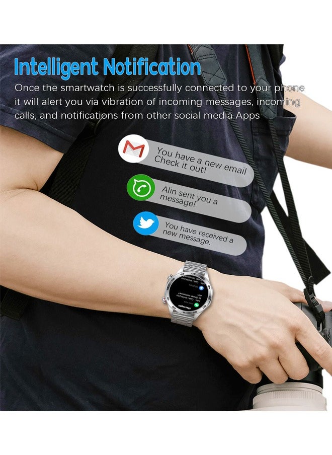 RollsTimi  - Men's Bluetooth Smartwatch, 1.52 Inch Full Screen Touch, Sleep Heart Rate Monitoring And Sports Waterproof, Support Multiple Sports Modes And Multiple Language Settings, I118 Silver - Image 1