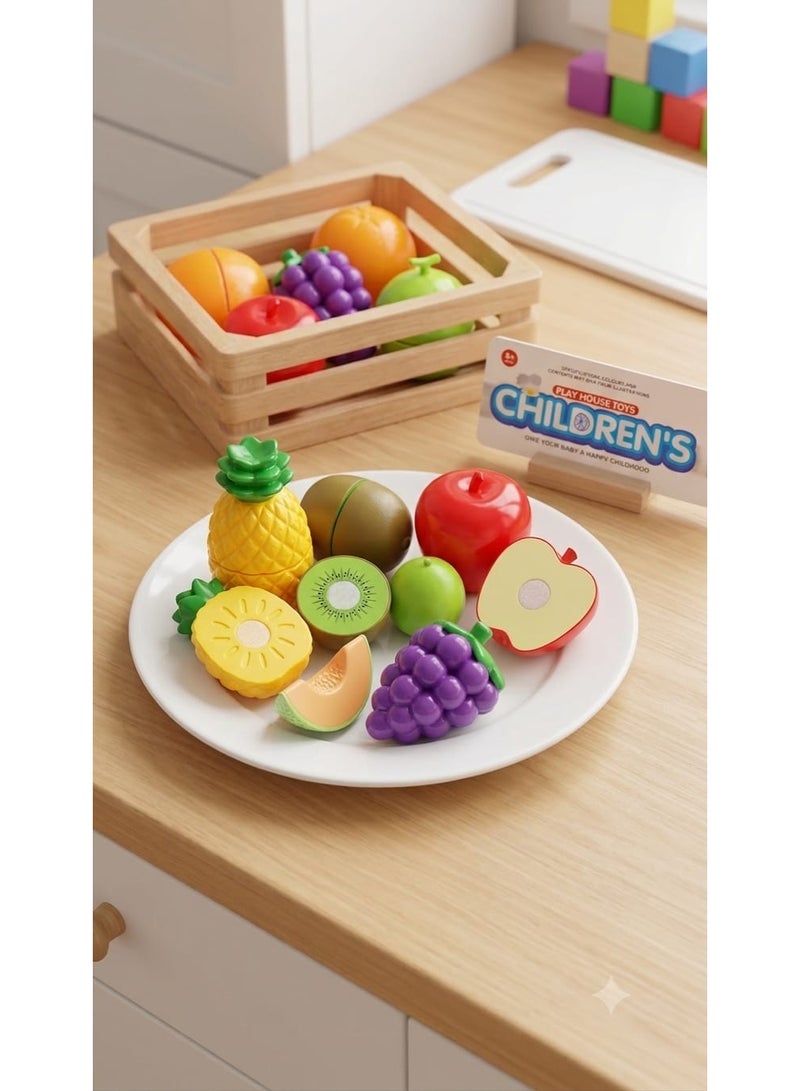 Wooden Cutting Fruit Set | Wooden Cutting Vegetables Set | Kids Cutting Fruit Toy | Pretend Play Food Set | Wooden Kitchen Play Set | Montessori Cutting Food Toy | Fruit & Vegetable Cutting Set | Wooden Food Toys for Kids | Educational Kitchen Toy Set | Pretend Play Fruit Basket