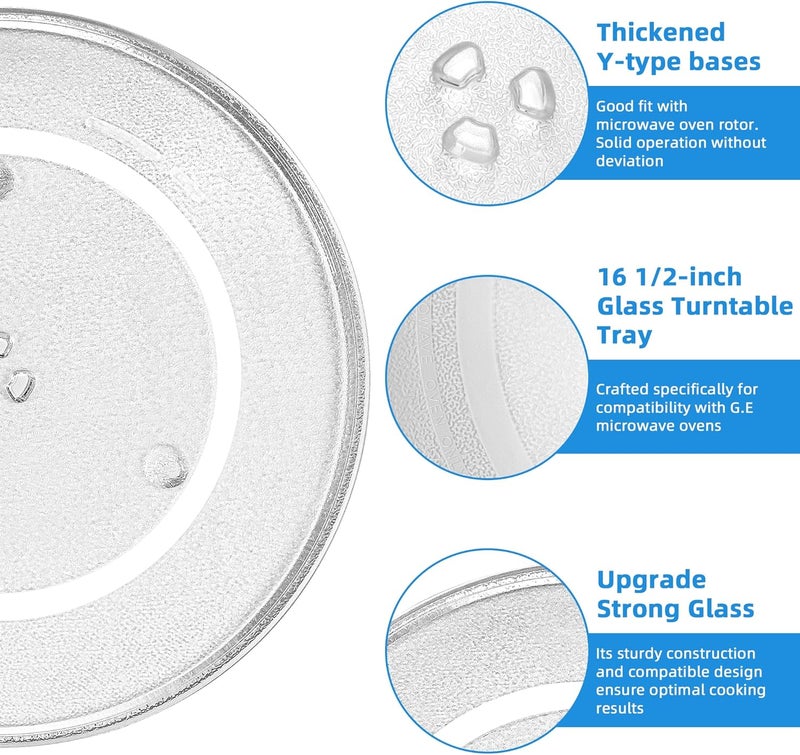 Fetechmate 16.5" Microwave Glass Plate Compatible with Pana.sonic G.E Microwaves WB48X10046 Turntable Plate Replace F06014M00AP WB48X29704 5304519348 WPW10510836 Fit for Frigi-daire Whi-rlpool by - Image 3